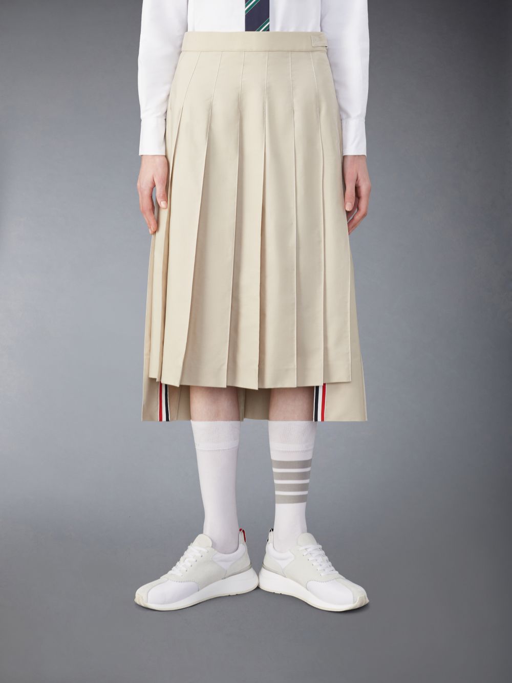 Jupes Thom Browne Classic Typewriter Midi Pleated Femme Beige | XXH92W55391