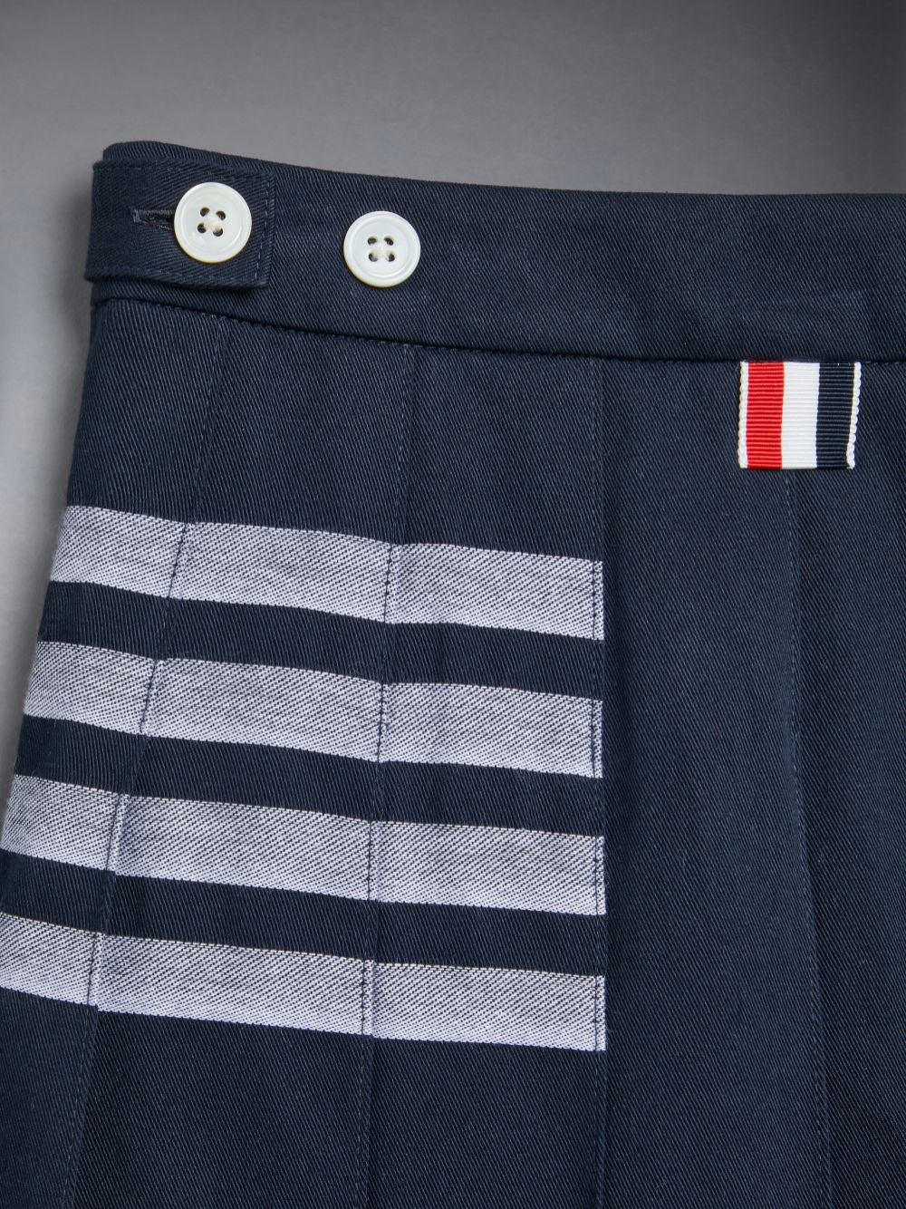 Jupes Thom Browne Cotton 4-Bar Pleated Mini Fille Bleu | HJG04O41437