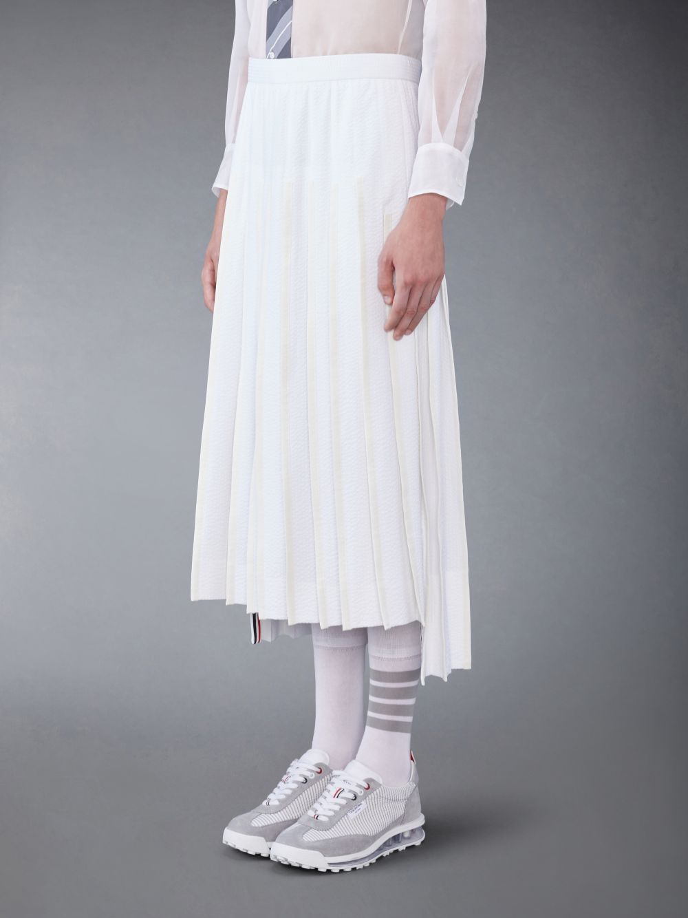 Jupes Thom Browne Cotton Seersucker Pleated Homme Blanche | AUS24V49184