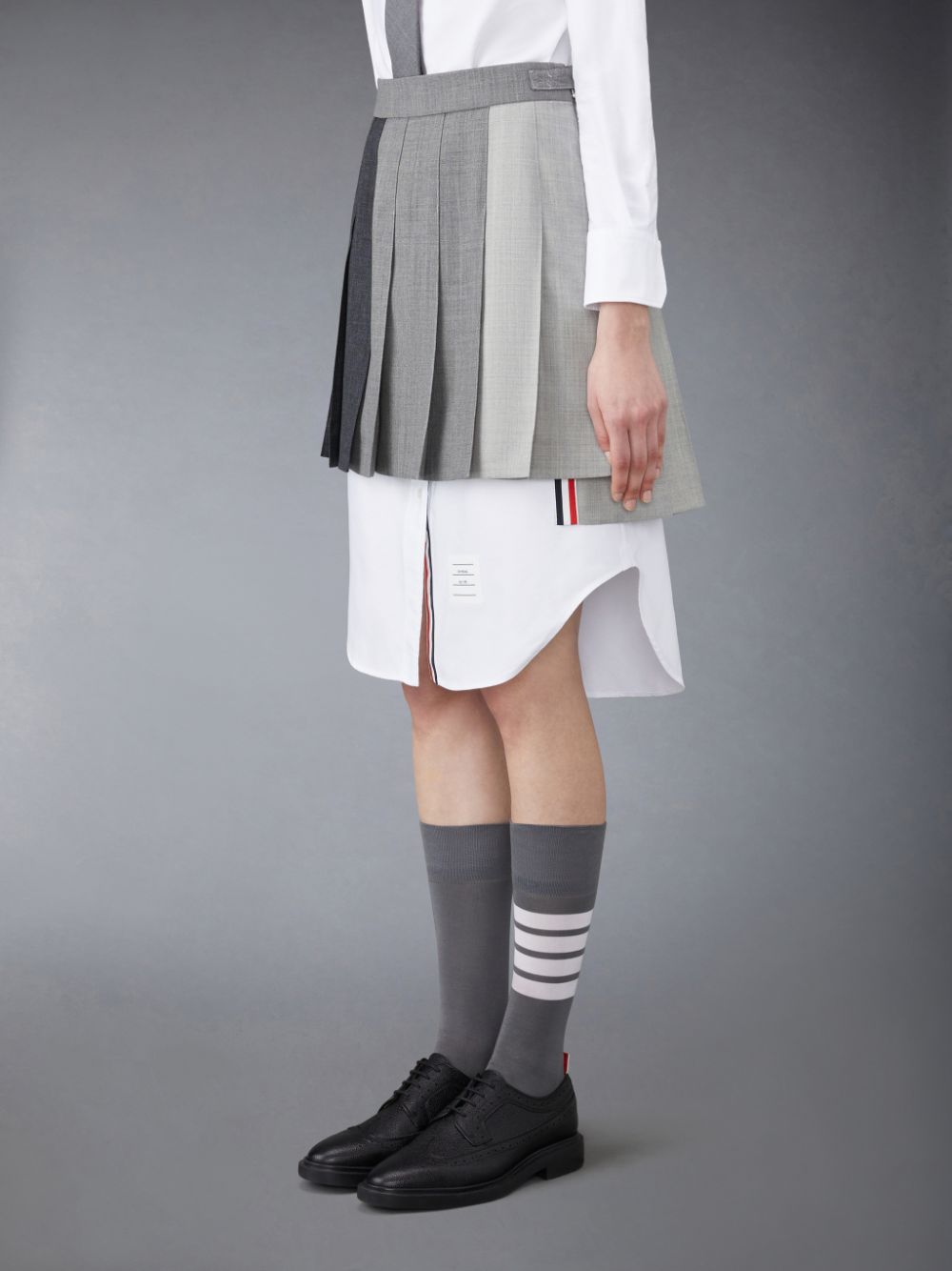 Jupes Thom Browne Funmix Wool Fresco Pleated Mini Femme Grise | LLM77M75449