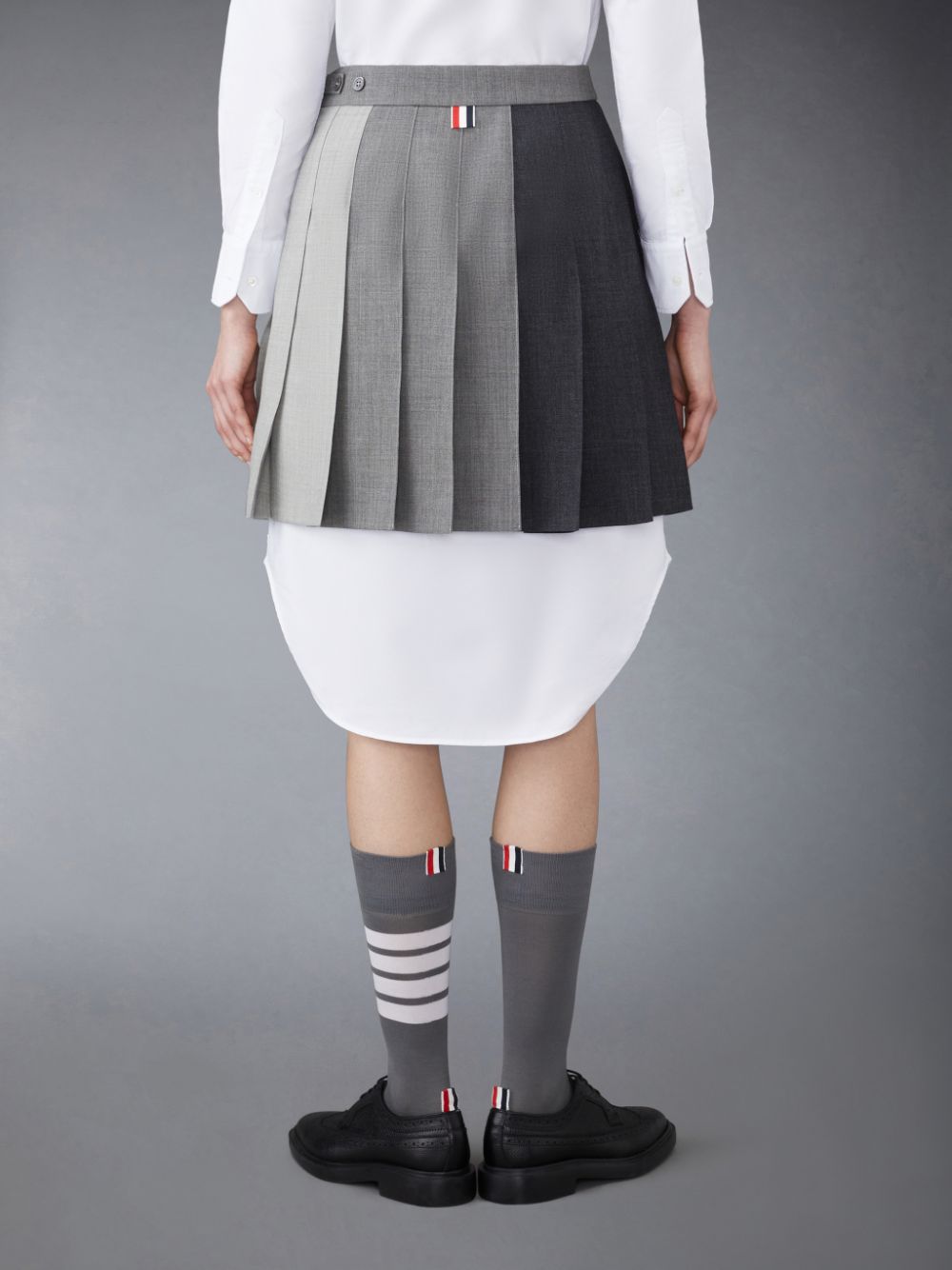 Jupes Thom Browne Funmix Wool Fresco Pleated Mini Femme Grise | LLM77M75449