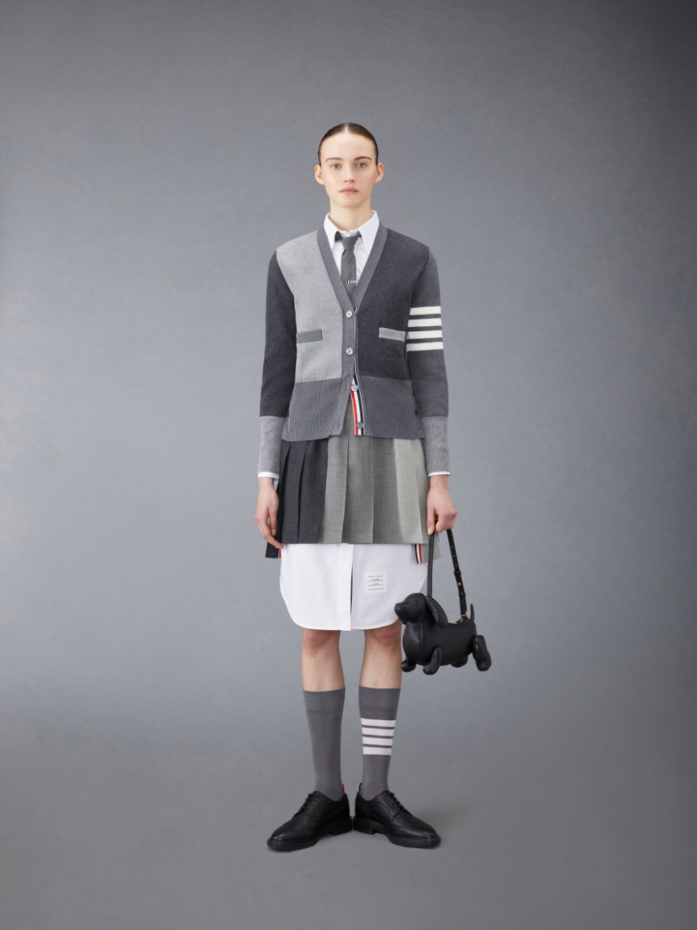Jupes Thom Browne Funmix Wool Fresco Pleated Mini Femme Grise | LLM77M75449