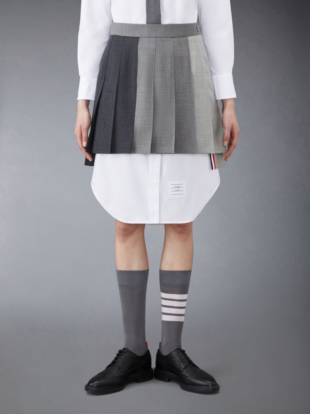 Jupes Thom Browne Funmix Wool Fresco Pleated Mini Femme Grise | LLM77M75449