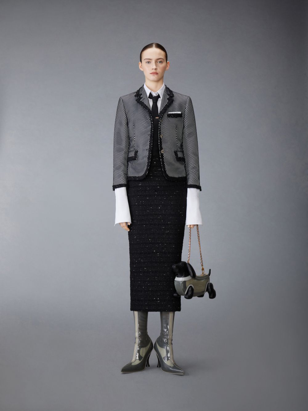 Jupes Thom Browne Organza Ribbon Tweed Low Rise Maxi Hobble Femme Noir | OUQ00V65835