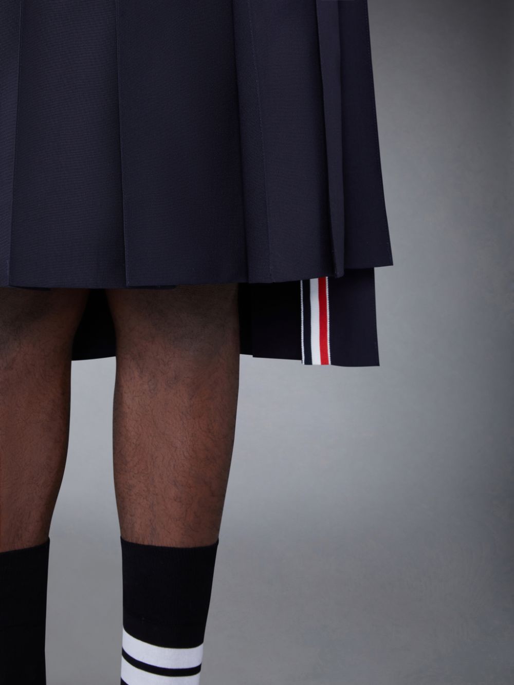 Jupes Thom Browne Plain Weave 4-Bar Knee Length Classic Pleated Homme Bleu | WGR54M45166