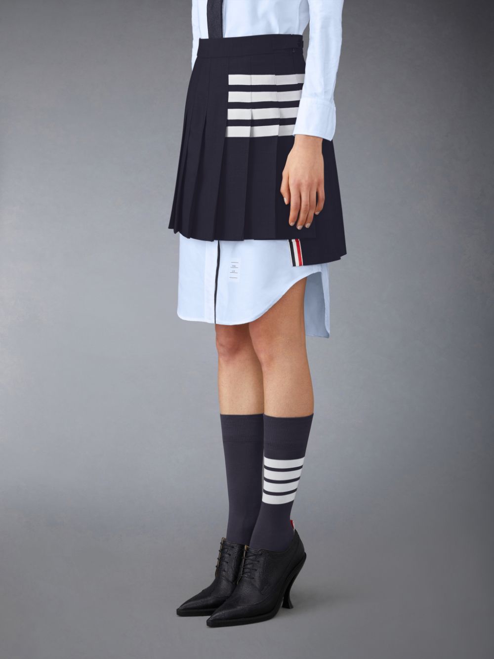 Jupes Thom Browne Plain Weave 4-Bar Pleated Mini Femme Bleu | CQM90Z23704
