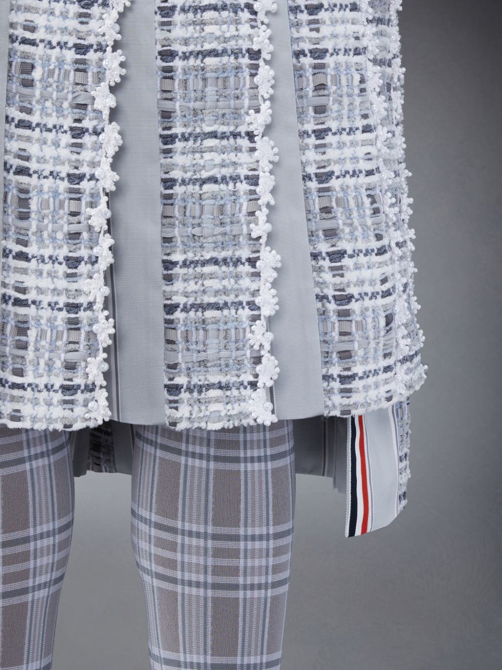 Jupes Thom Browne Prince of Wales Chenille Tweed Wave Classic Pleated Femme Grise | UTR26P50423
