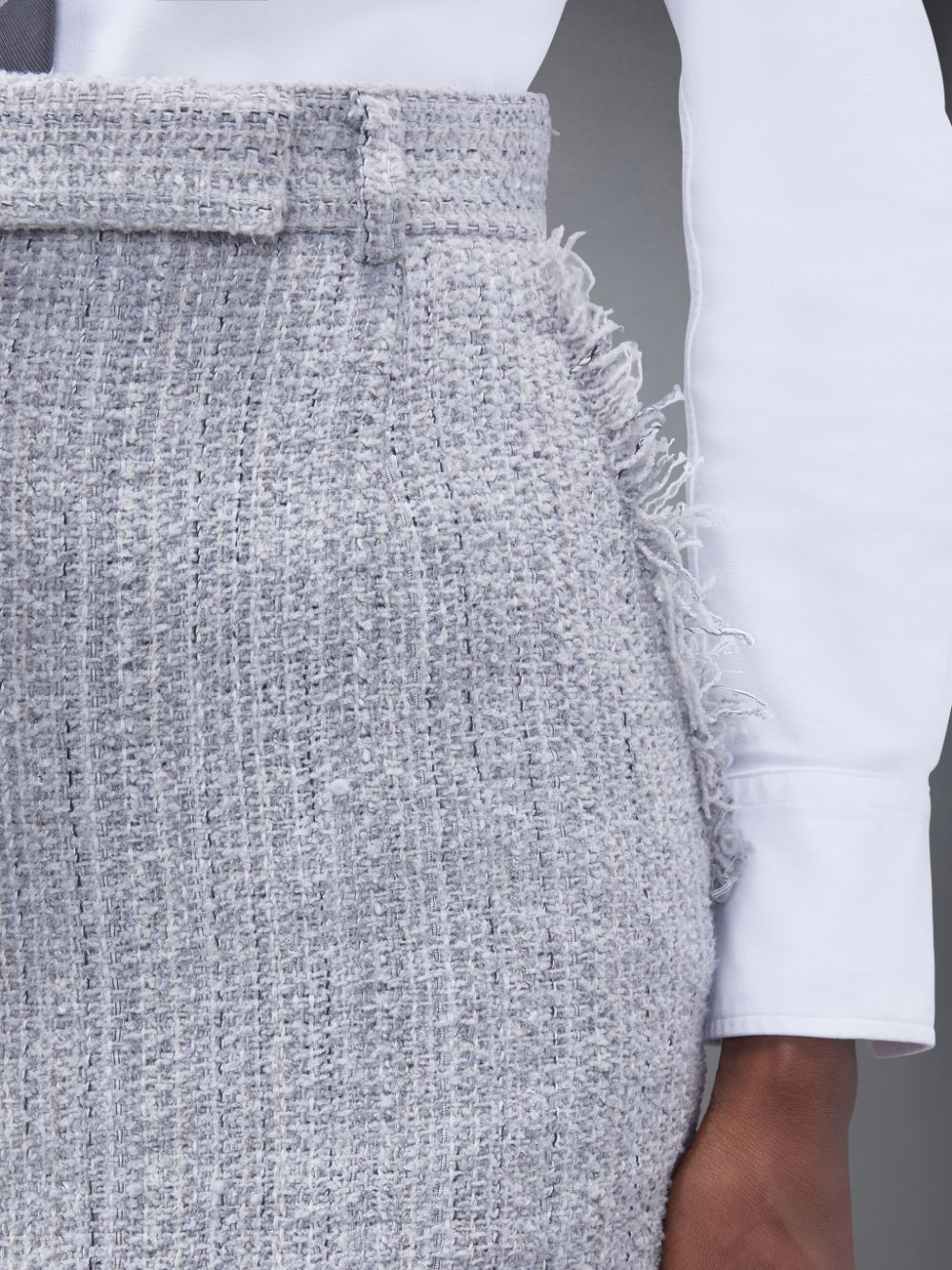 Jupes Thom Browne Tweed Fray High Waist Mini Femme Grise | TVD30G25647