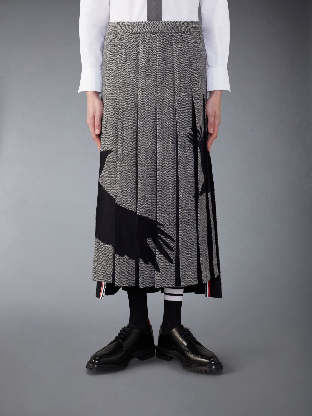 Jupes Thom Browne Tweed Raven Classic Backstrap Maxi Pleated Homme Noir | TEA99Q50260