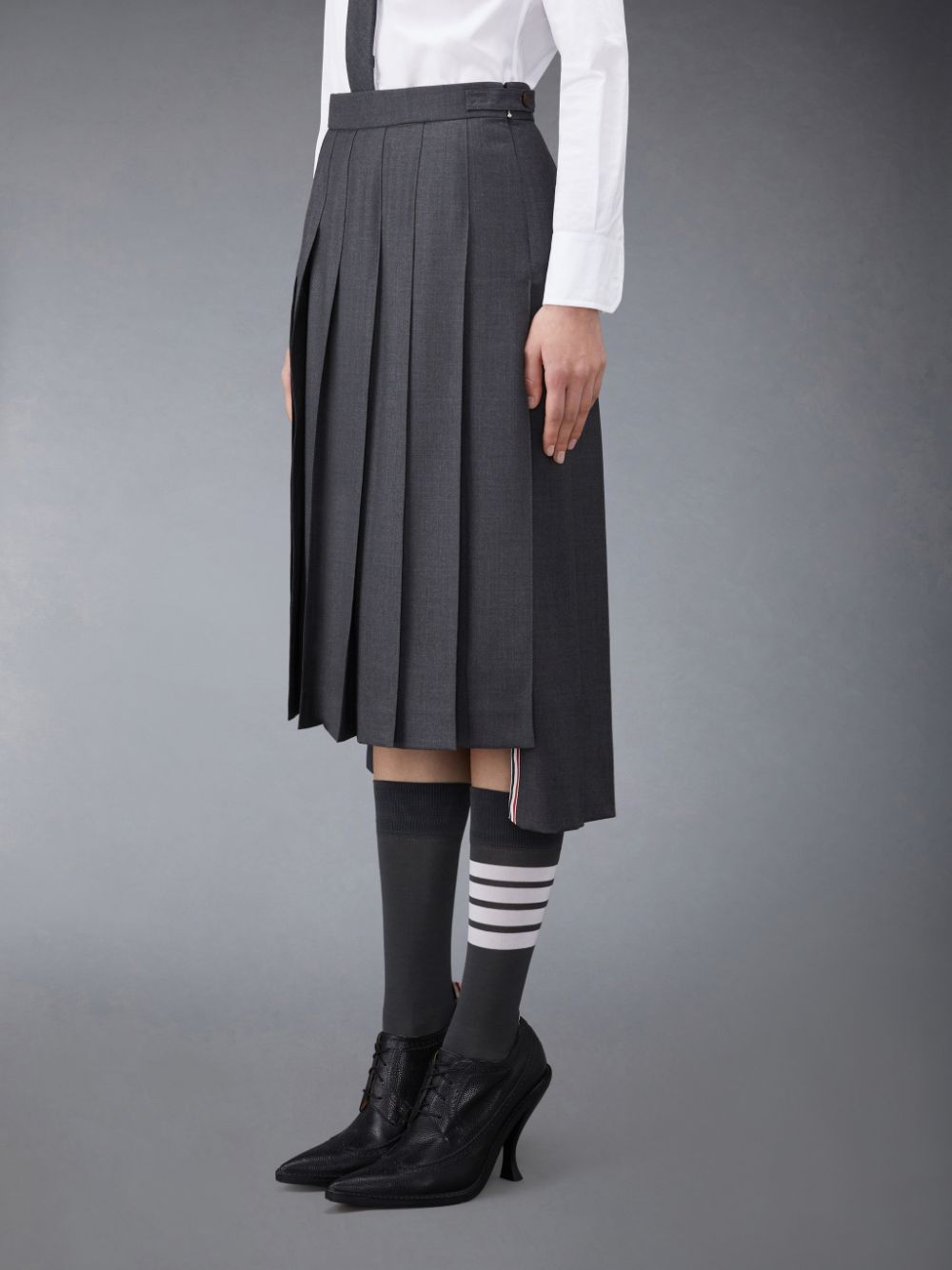 Jupes Thom Browne Twill Pleated Midi Femme Grise | EDF44I20042