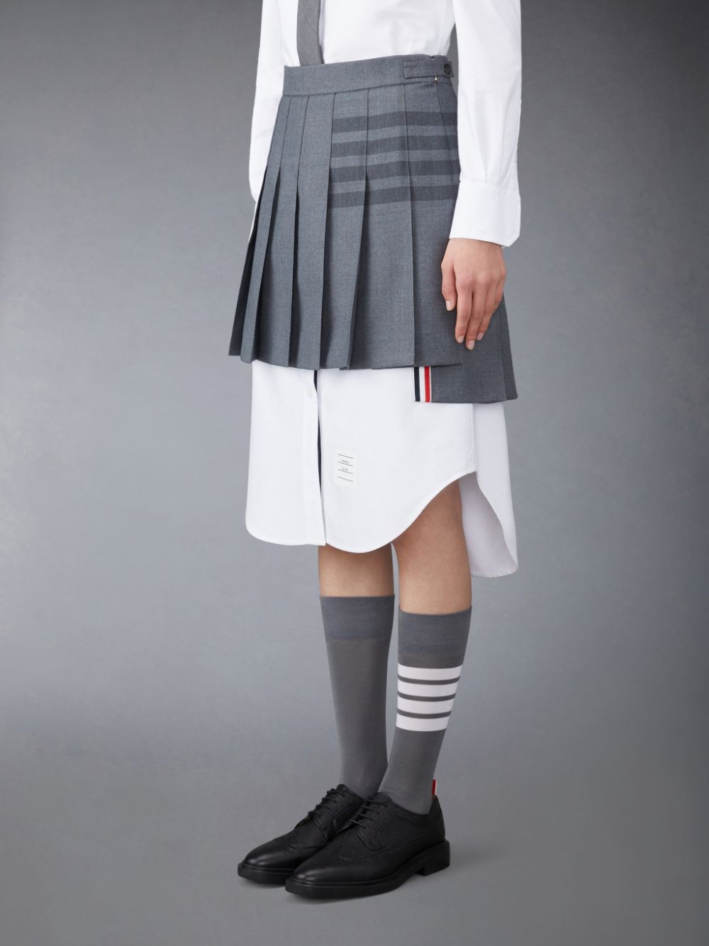 Jupes Thom Browne Twill School Uniform 4-Bar Pleated Mini Femme Grise | CGA42P56828
