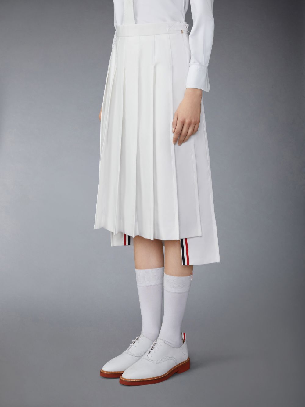 Jupes Thom Browne Typewriter Self Tipping Midi Pleated Femme Blanche | UDE17R90615