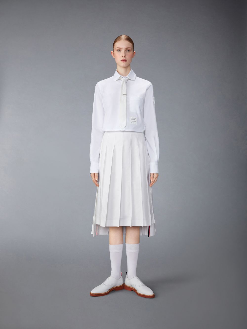 Jupes Thom Browne Typewriter Self Tipping Midi Pleated Femme Blanche | UDE17R90615