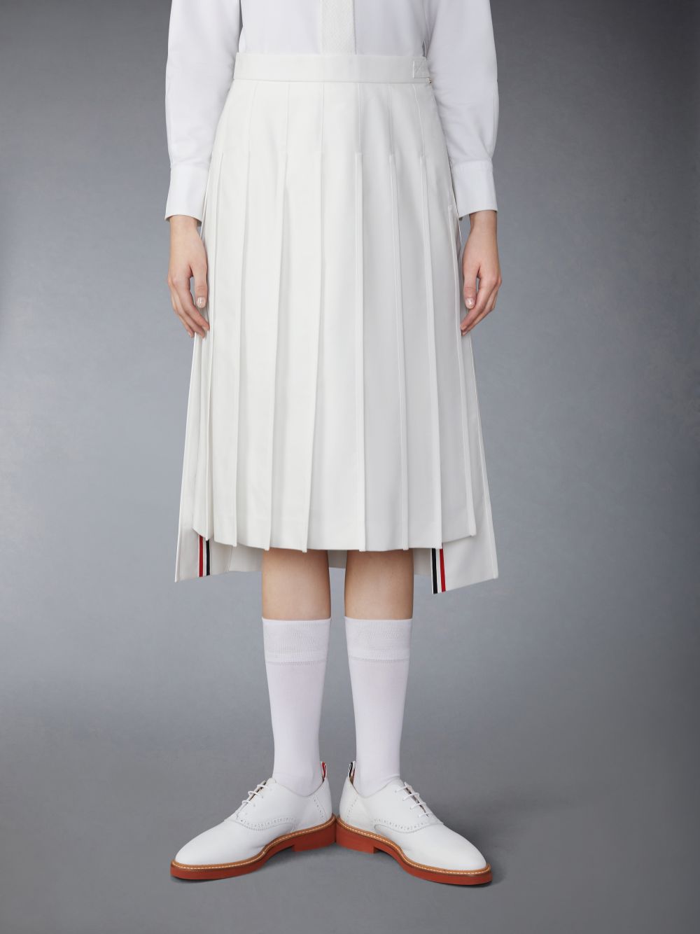Jupes Thom Browne Typewriter Self Tipping Midi Pleated Femme Blanche | UDE17R90615