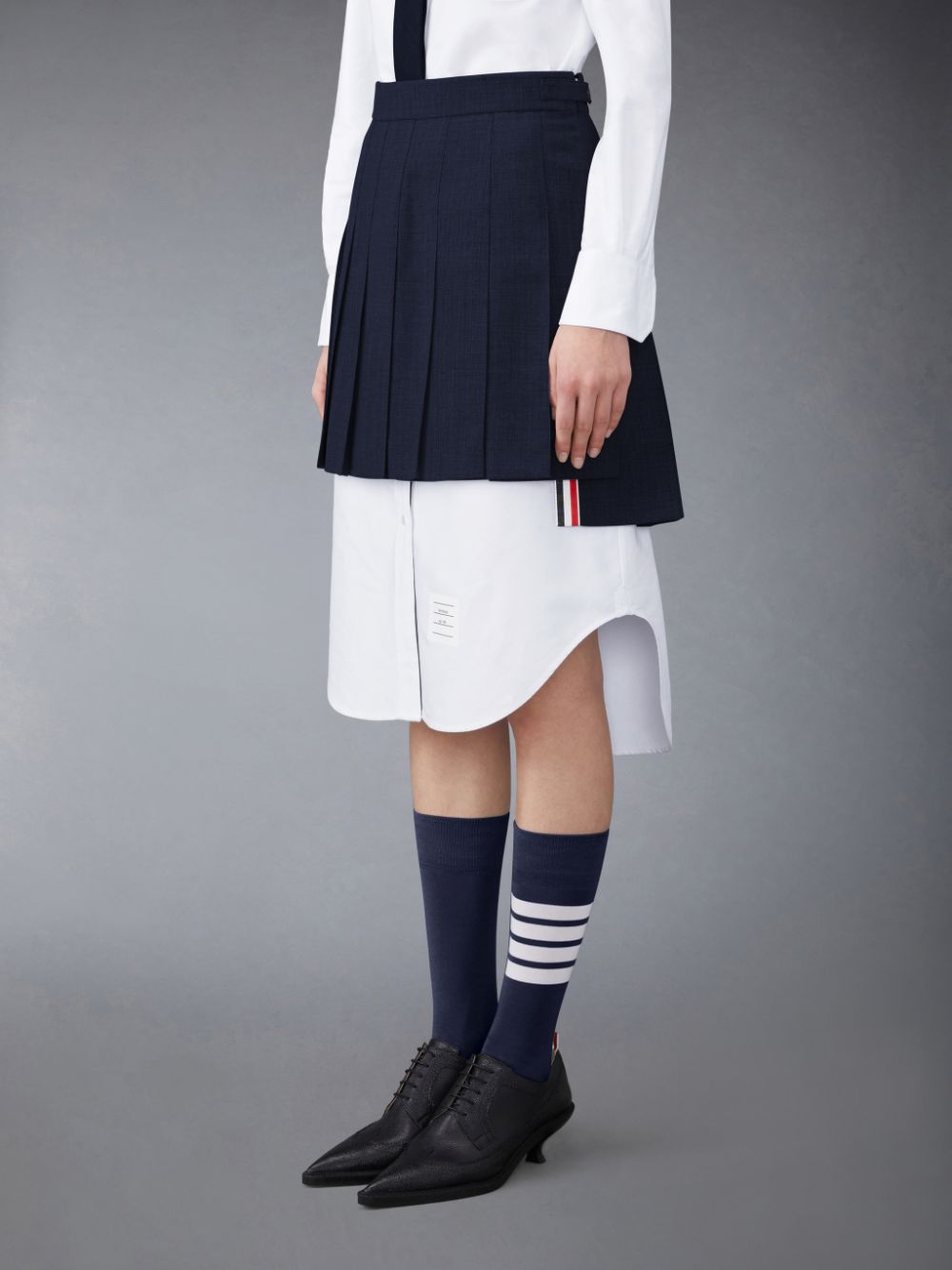 Jupes Thom Browne Wool Fresco Pleated Mini Femme Bleu | ANI17P48991