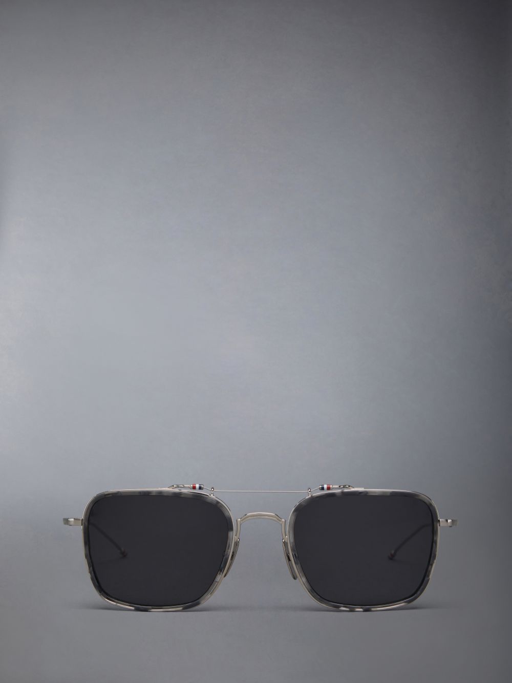 Lunette de Soleil Thom Browne Acetate And Titanium Rectangular Aviator Femme Grise | QIH28R97470