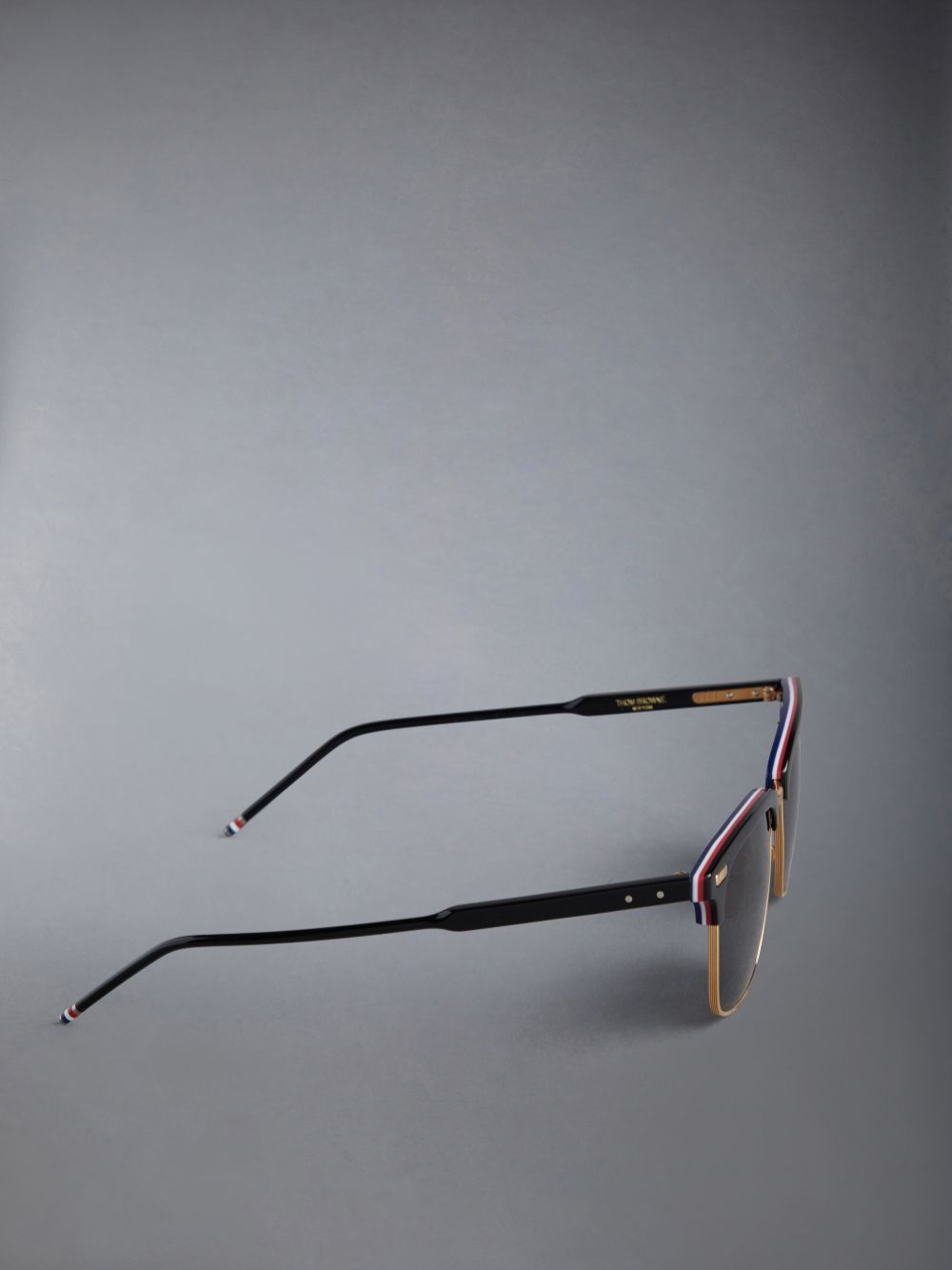 Lunette de Soleil Thom Browne Acetate And Titanium Rectangular Femme Noir | NWI95X87387