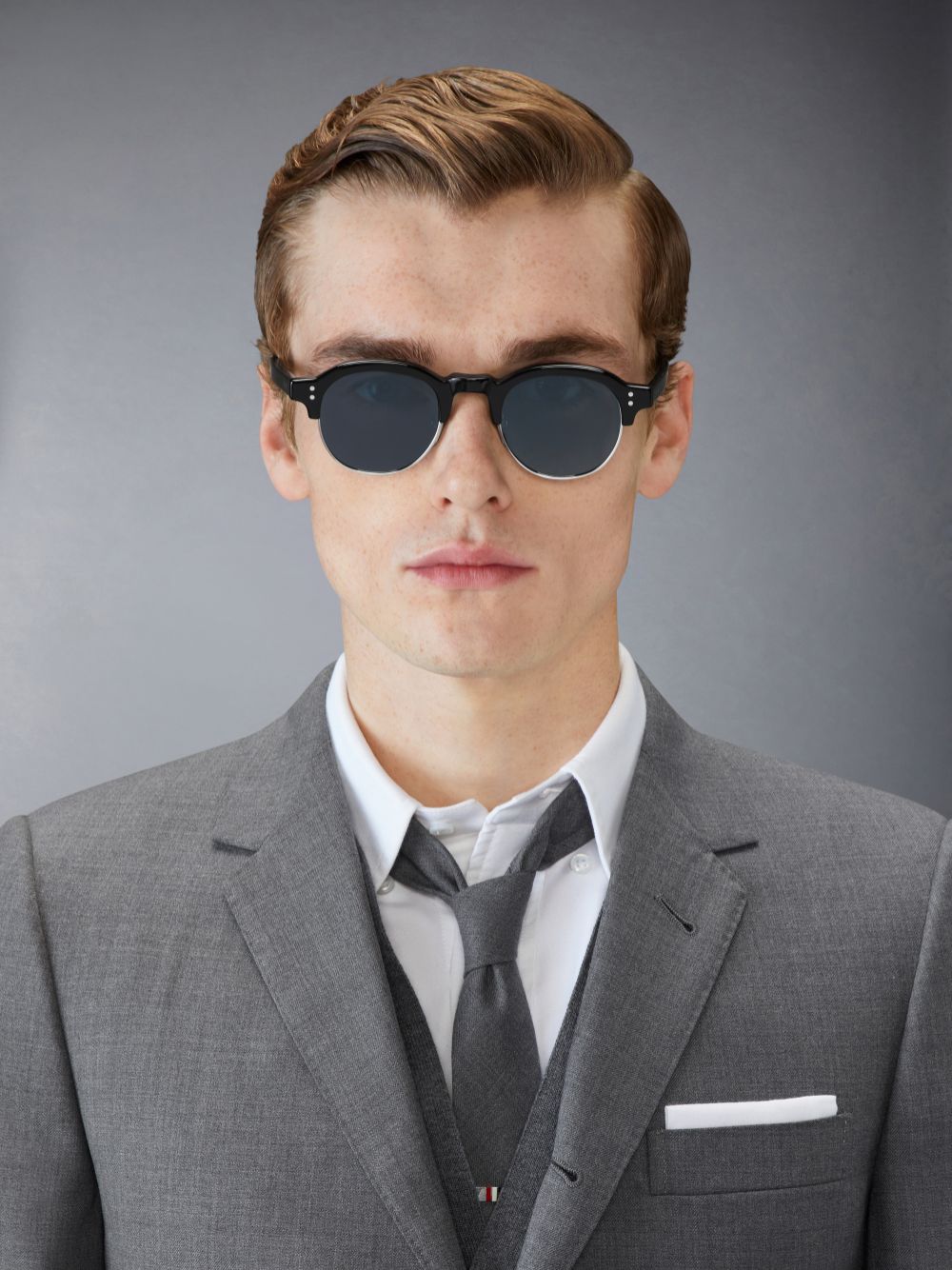 Lunette de Soleil Thom Browne Acetate And Titanium Oval Femme Noir | PCI48E97900