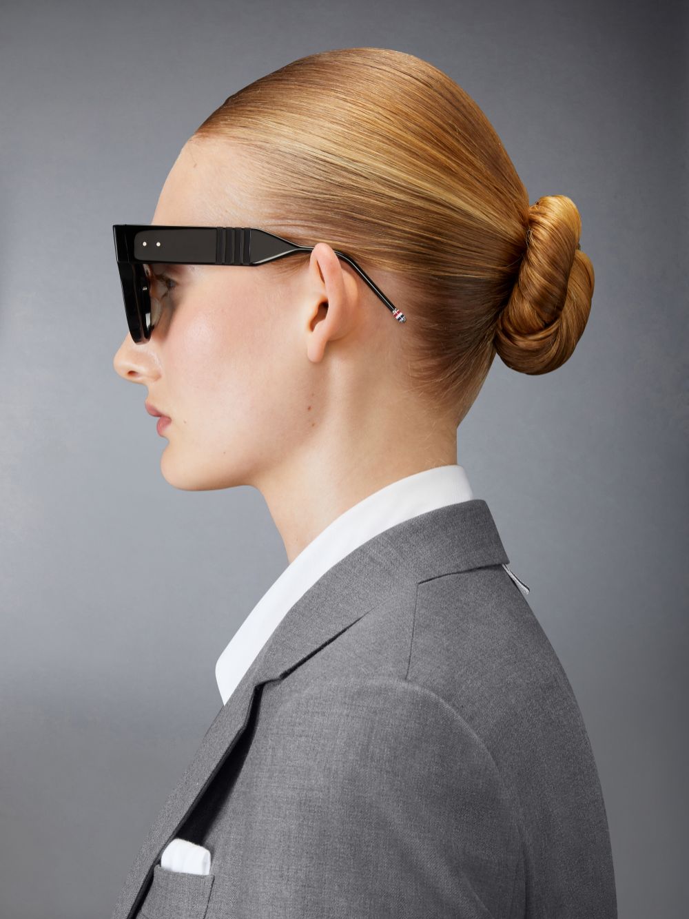 Lunette de Soleil Thom Browne Acetate Cateye Femme Noir | PKD24Q91879