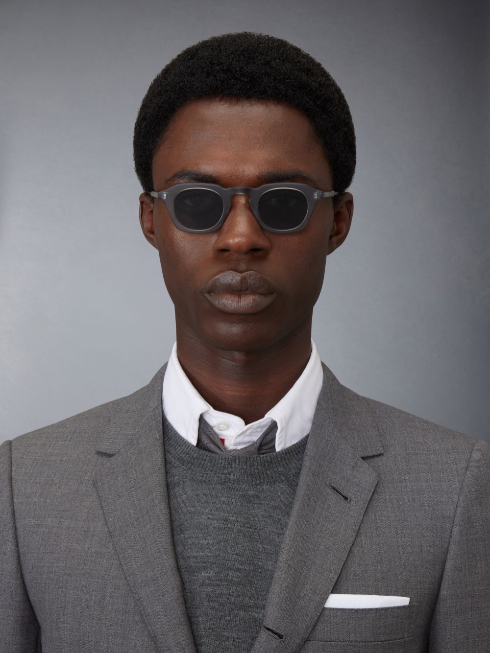 Lunette de Soleil Thom Browne Acetate Oval Femme Grise | GAB22C23186