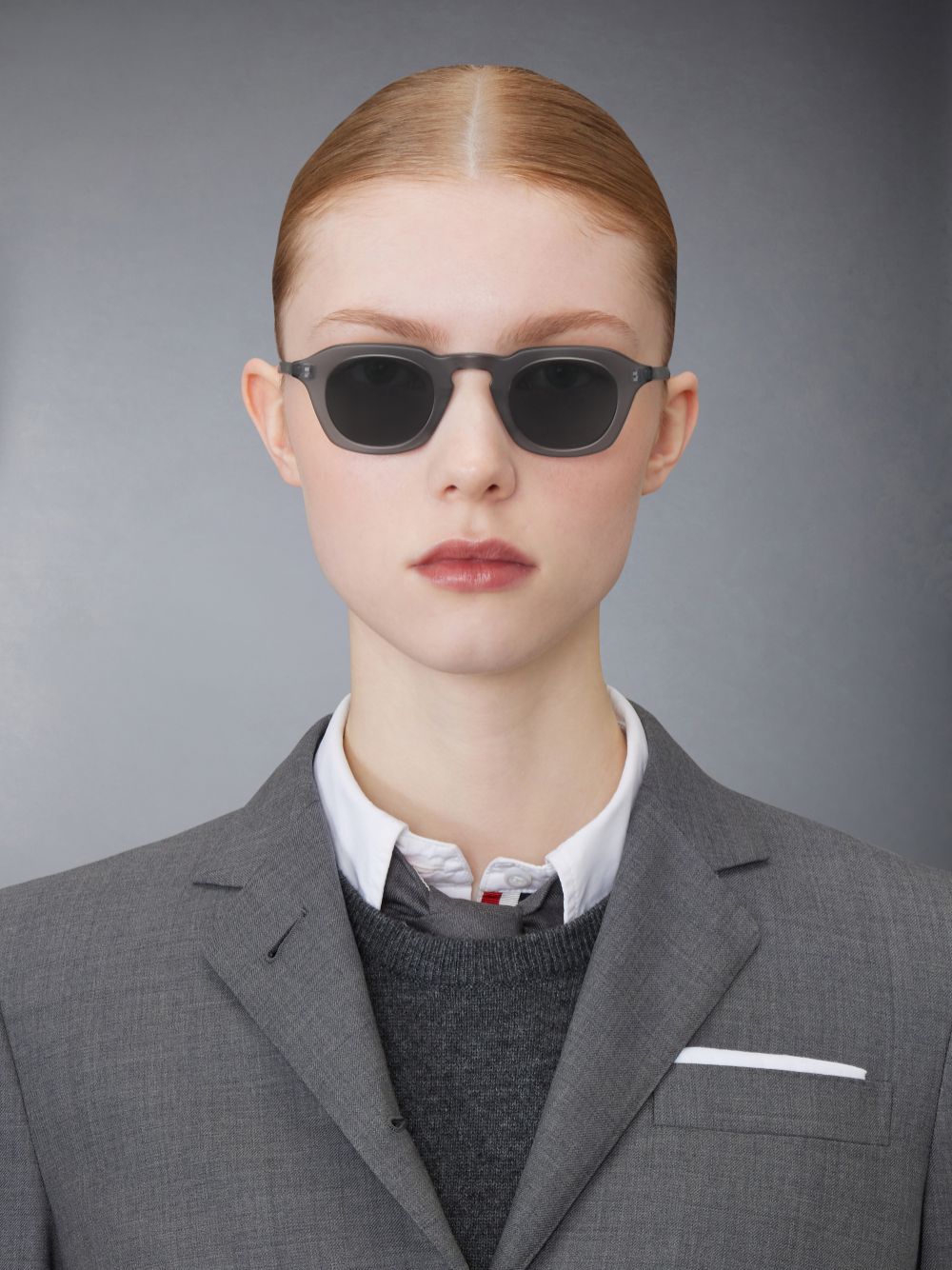 Lunette de Soleil Thom Browne Acetate Oval Homme Grise | SIJ69B76792