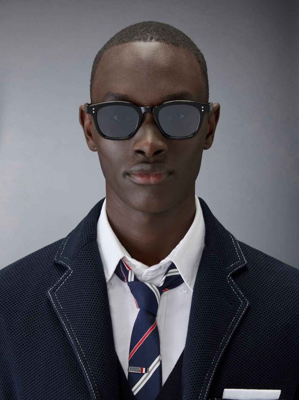 Lunette de Soleil Thom Browne Acetate Rectangular Femme Noir | RCN43P10981