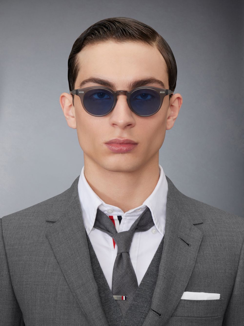 Lunette de Soleil Thom Browne Acetate Round Homme Grise | MUV59P24932