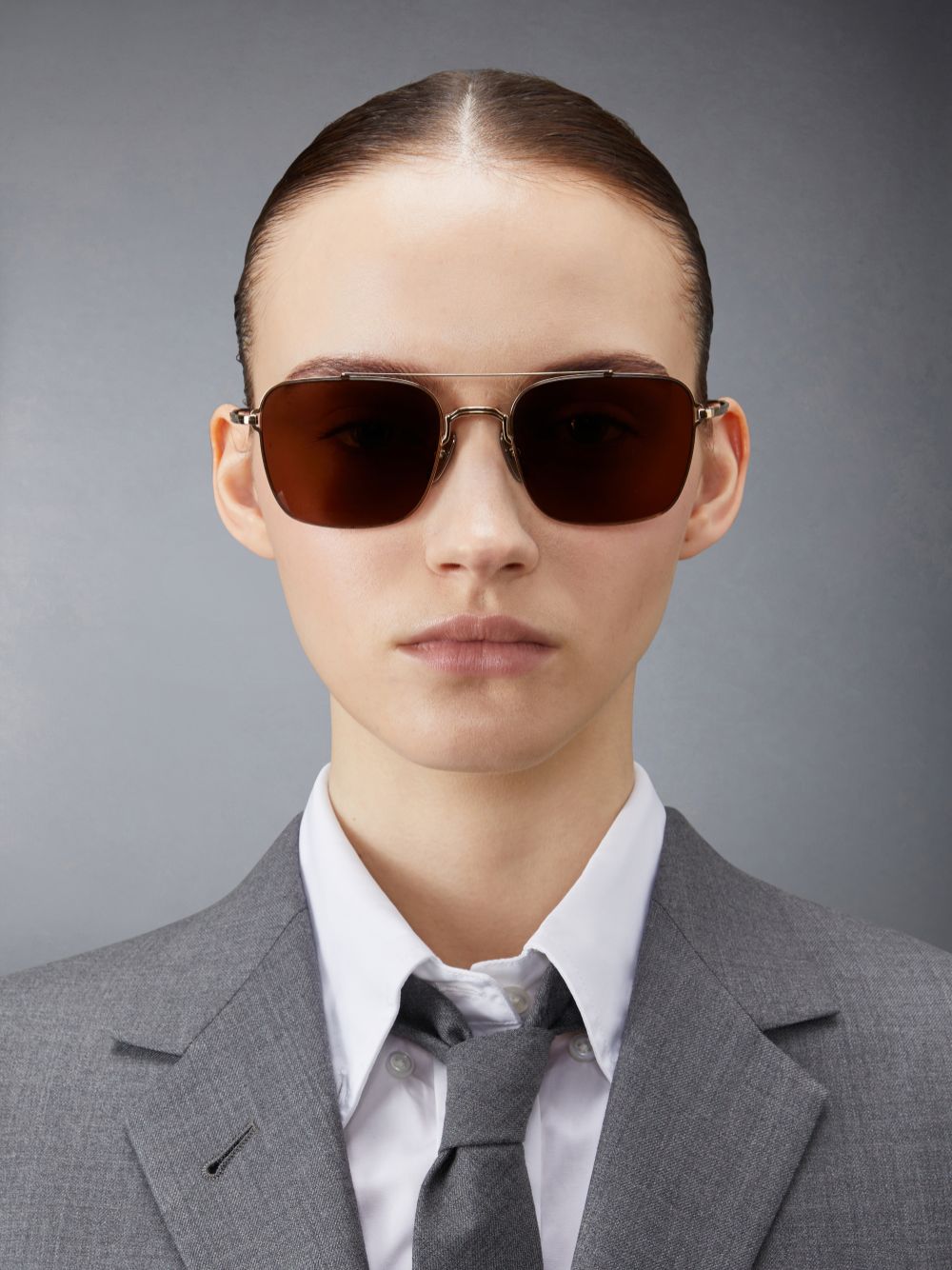 Lunette de Soleil Thom Browne Titanium Aviator Femme Doré | OPQ92S17706
