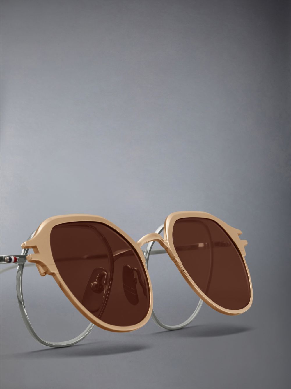 Lunette de Soleil Thom Browne Titanium Round Clip On Homme Rose | KCG42A67206