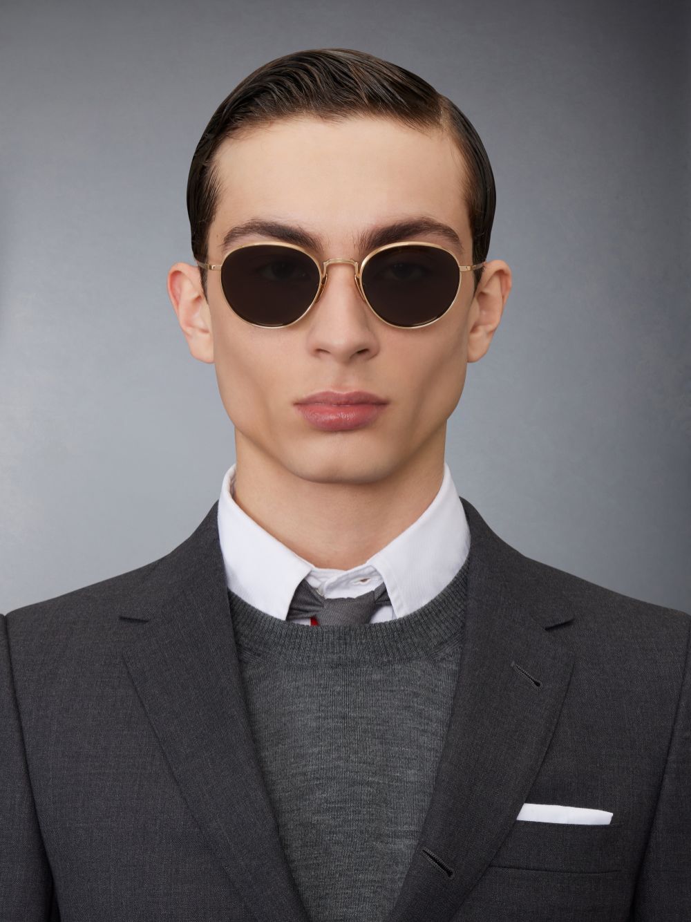 Lunette de Soleil Thom Browne Titanium Round Homme Doré | MZR58O52055