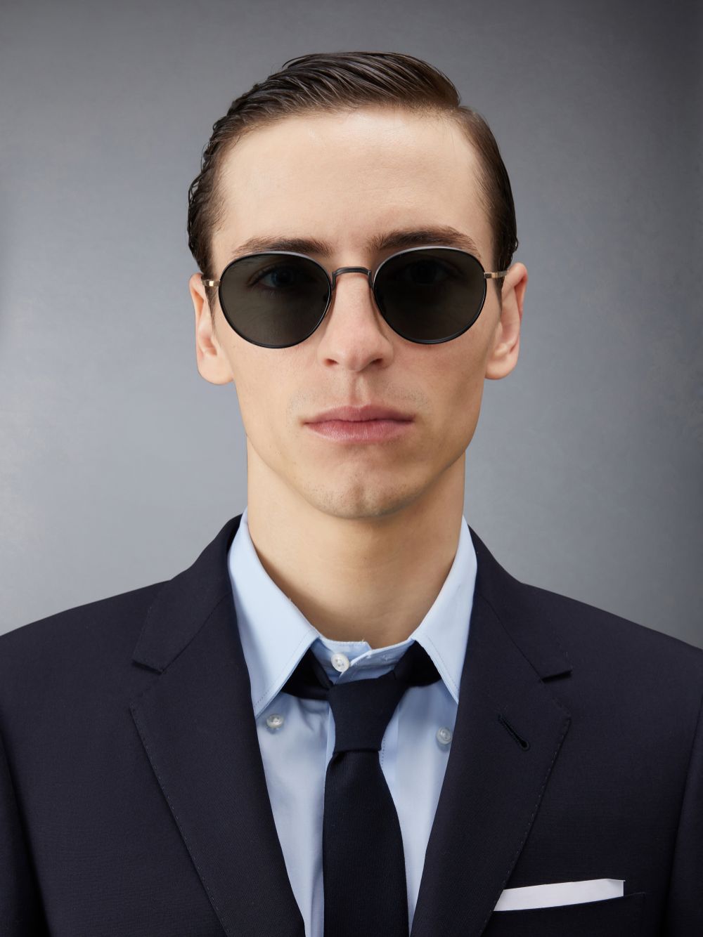 Lunette de Soleil Thom Browne Titanium Round Femme Noir | JGC75L36029