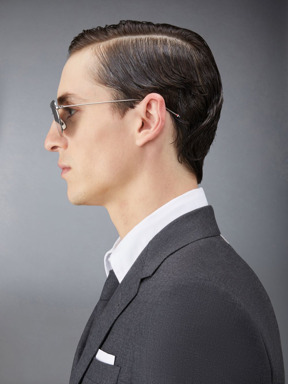 Lunette de Soleil Thom Browne Titanium Square Aviator Homme Grise | XOM27F51998