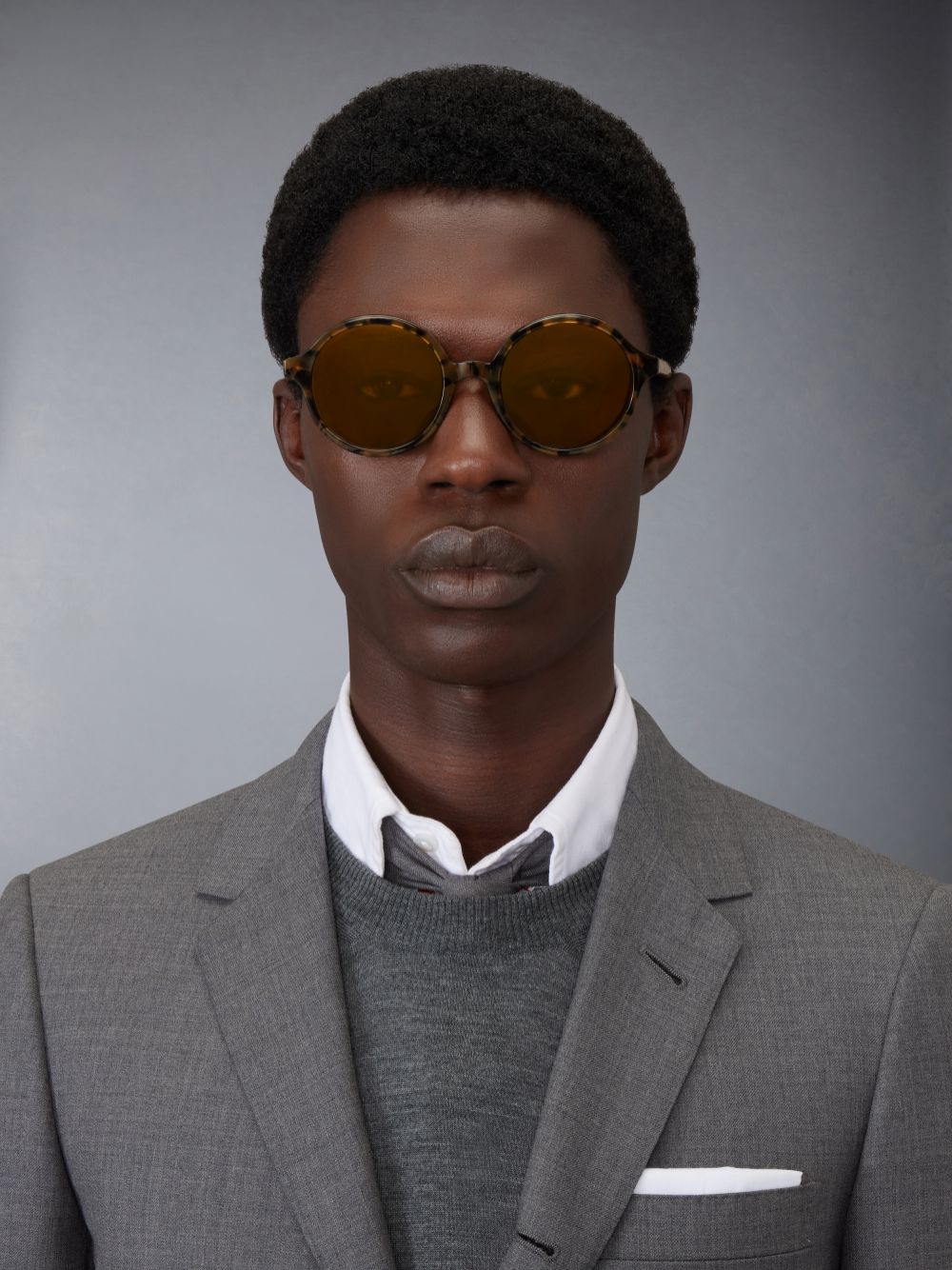 Lunette de Soleil Thom Browne Tortoise Acetate Round Homme Marron | MII42M46371