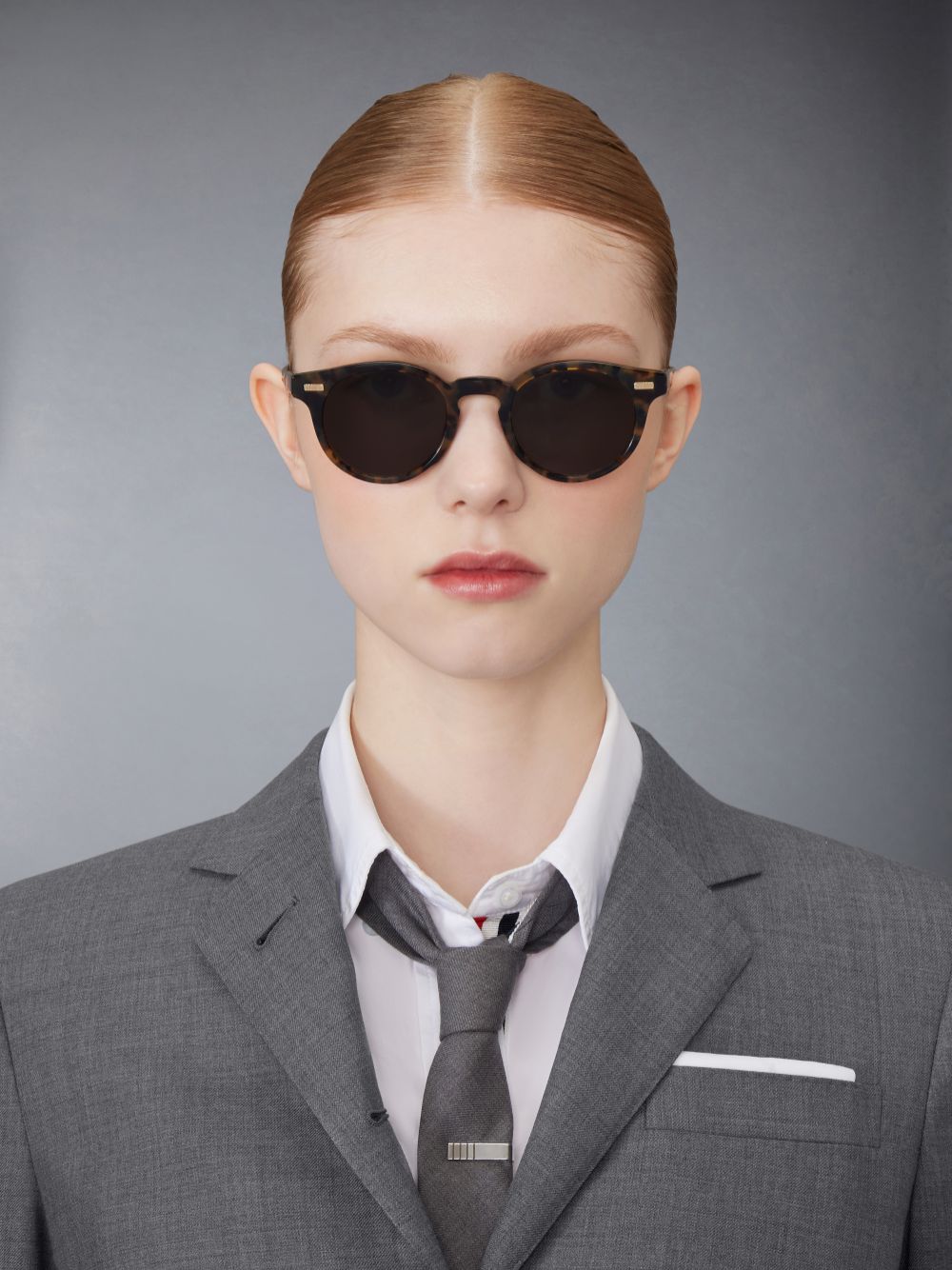 Lunette de Soleil Thom Browne Tortoise Acetate Round Femme Marron | NHN91X41844
