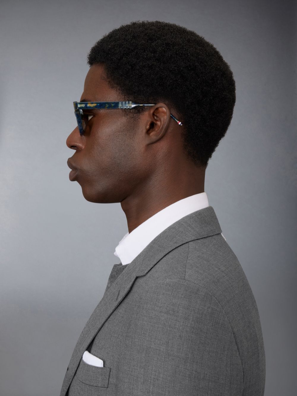 Lunette de Soleil Thom Browne Tortoise Acetate Rectangular Femme Bleu | NXC91C32219