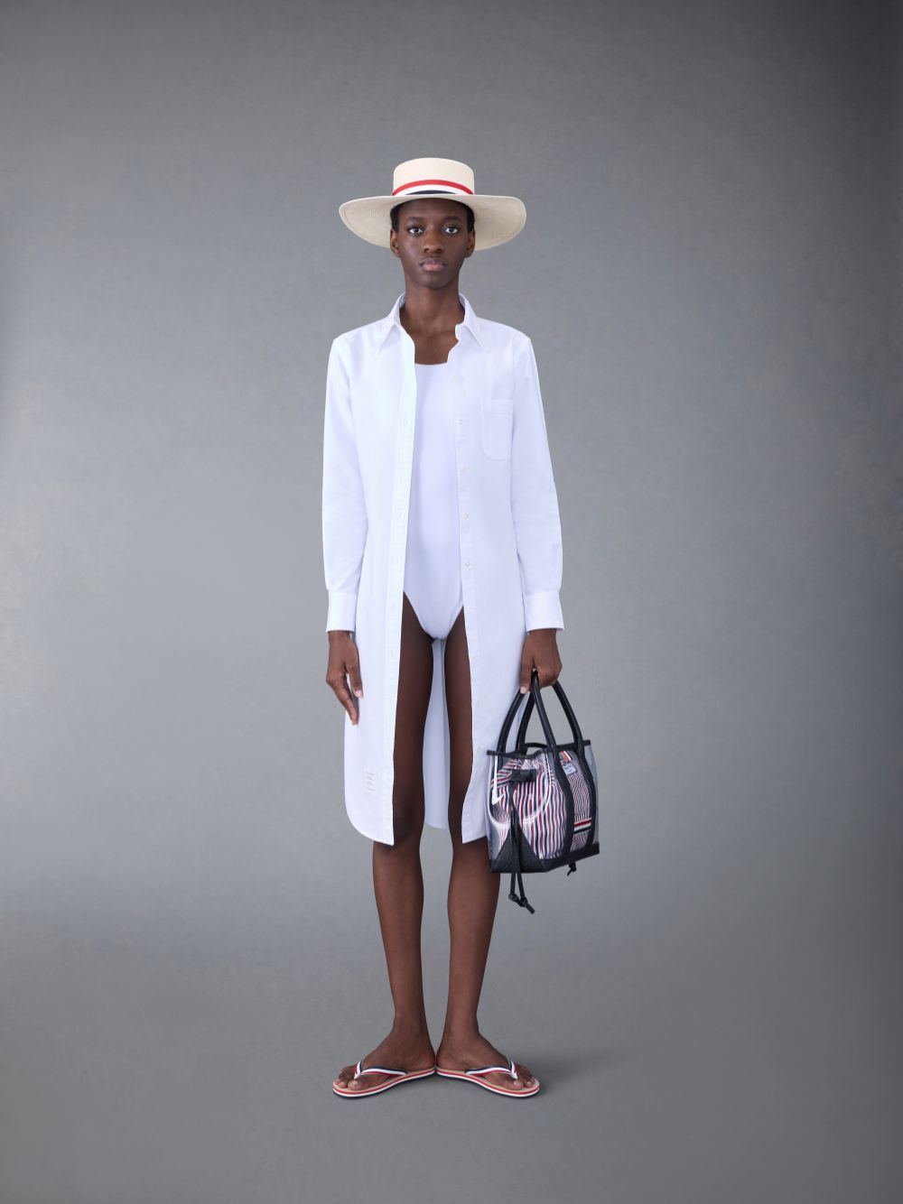 Maillots De Bain Thom Browne Funmix 4-Bar One Piece Femme Blanche | CCR03S46117