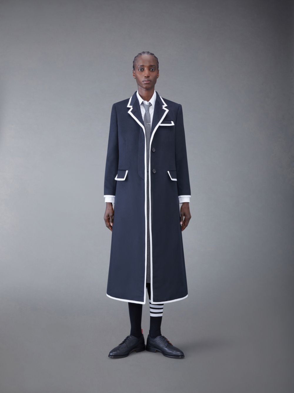 Manteaux Thom Browne CASHMERE 2003 HIGH ARMHOLE CHESTERFIELD Femme Bleu | PTC88O65946
