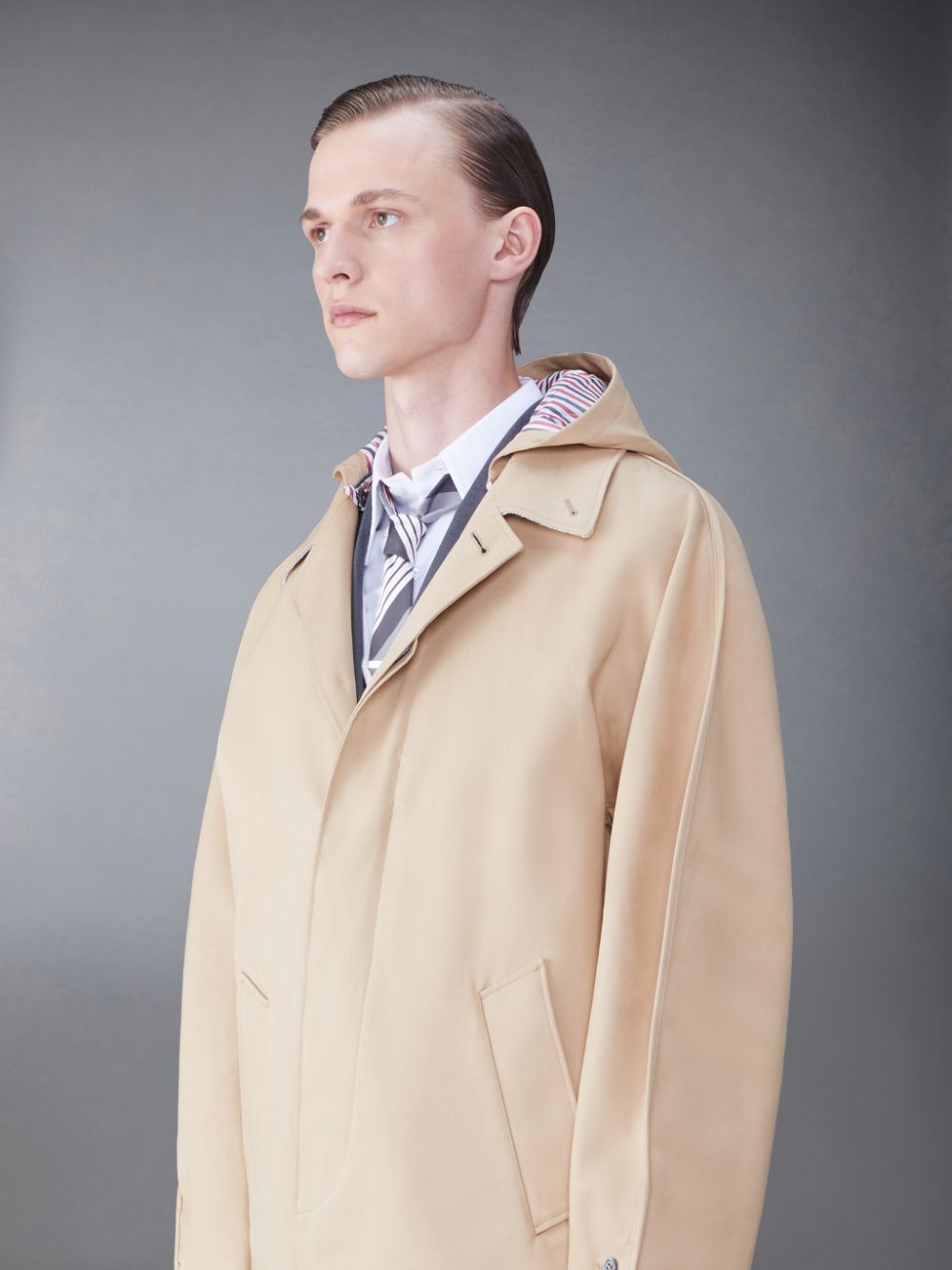 Manteaux Thom Browne Cotton Mackintosh Cropped Dolman Homme Marron | CAG45I43563
