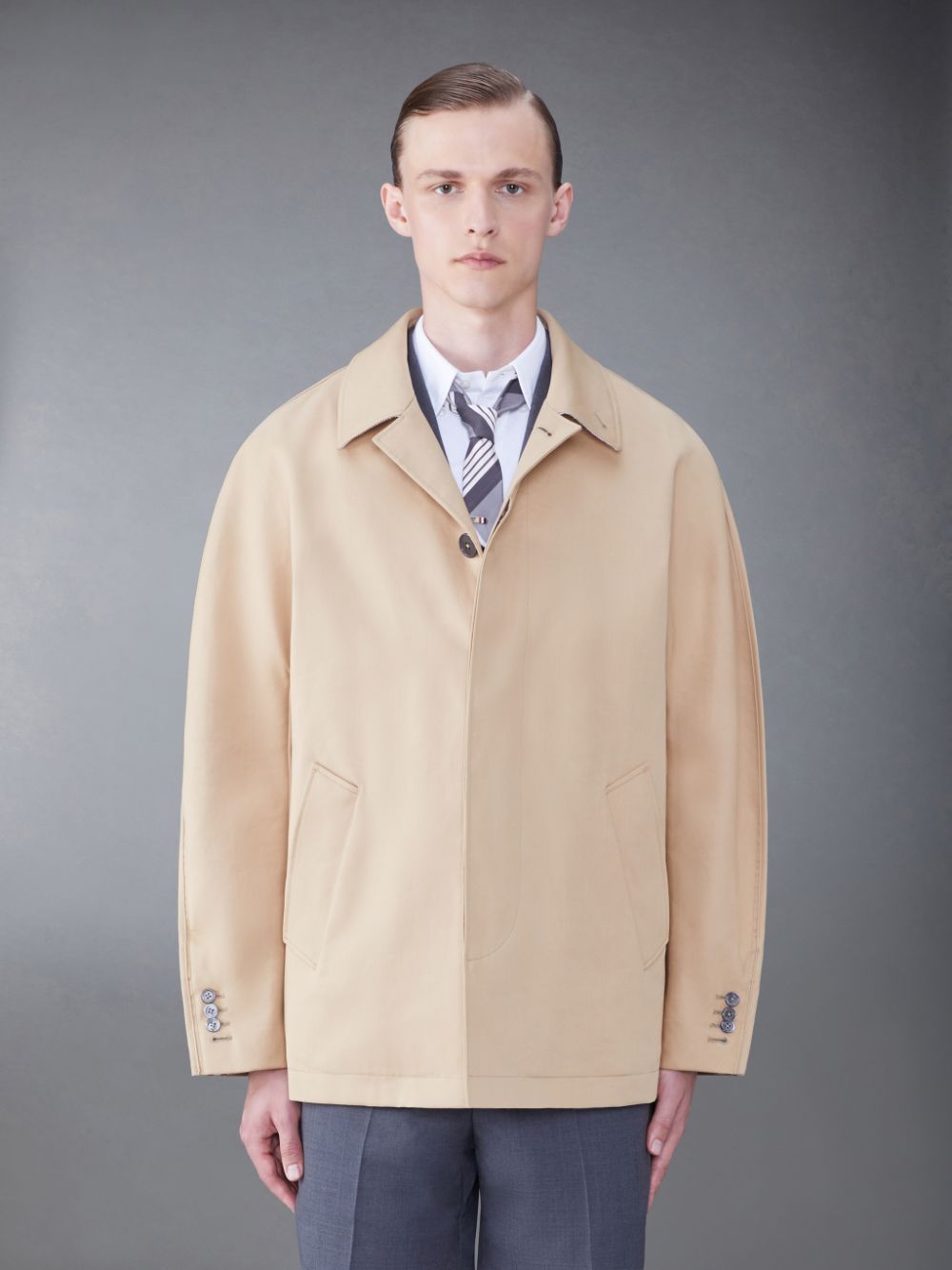 Manteaux Thom Browne Cotton Mackintosh Cropped Dolman Homme Marron | CAG45I43563