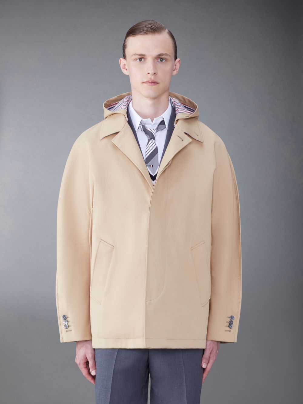 Manteaux Thom Browne Cotton Mackintosh Cropped Dolman Homme Marron | CAG45I43563