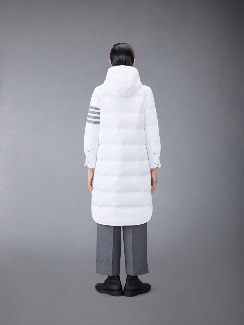 Manteaux Thom Browne Downfilled Ripstop 4-Bar Hooded Shirtdress Femme Blanche | EGU59B83084