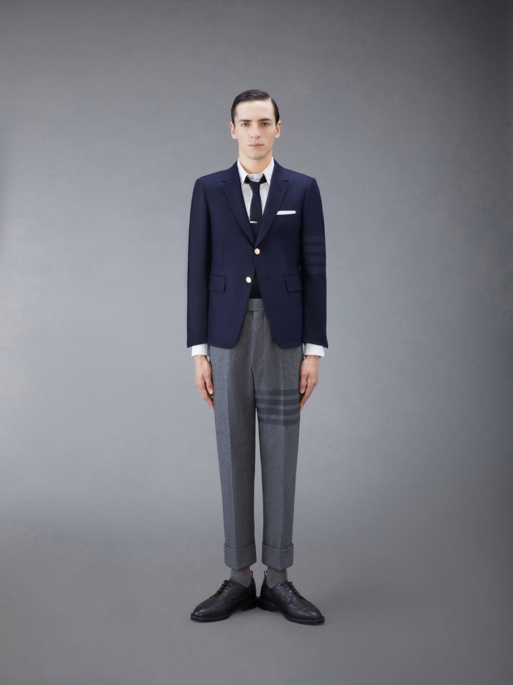 Manteaux Thom Browne Flannel 4-Bar Classic Sport Homme Bleu | DJT17U37797