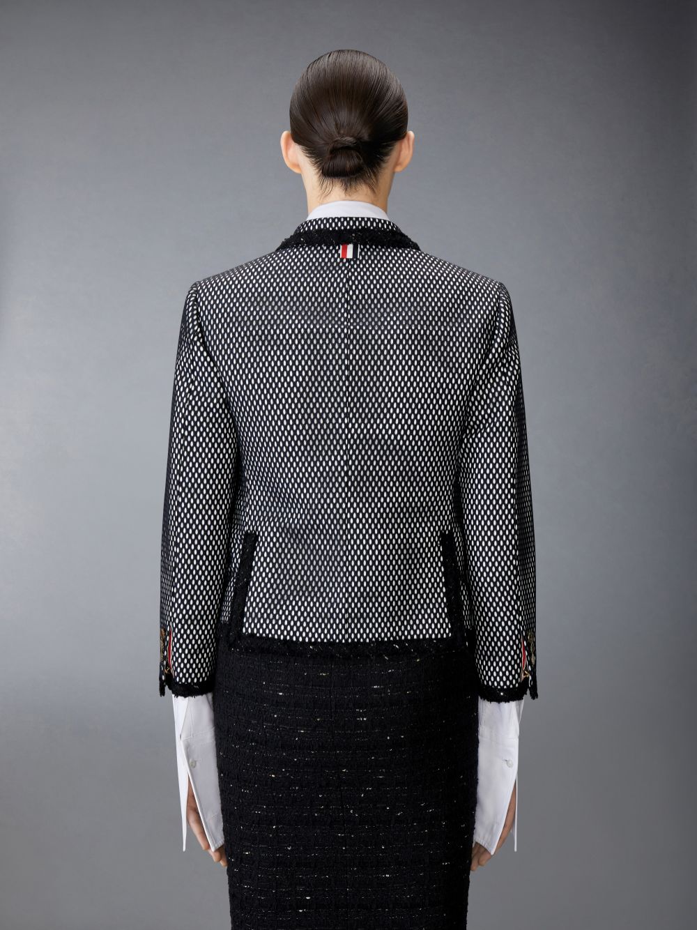 Manteaux Thom Browne Heavy Athletic Mesh Raw Edge High Break Sport Femme Noir | AUR68O36155