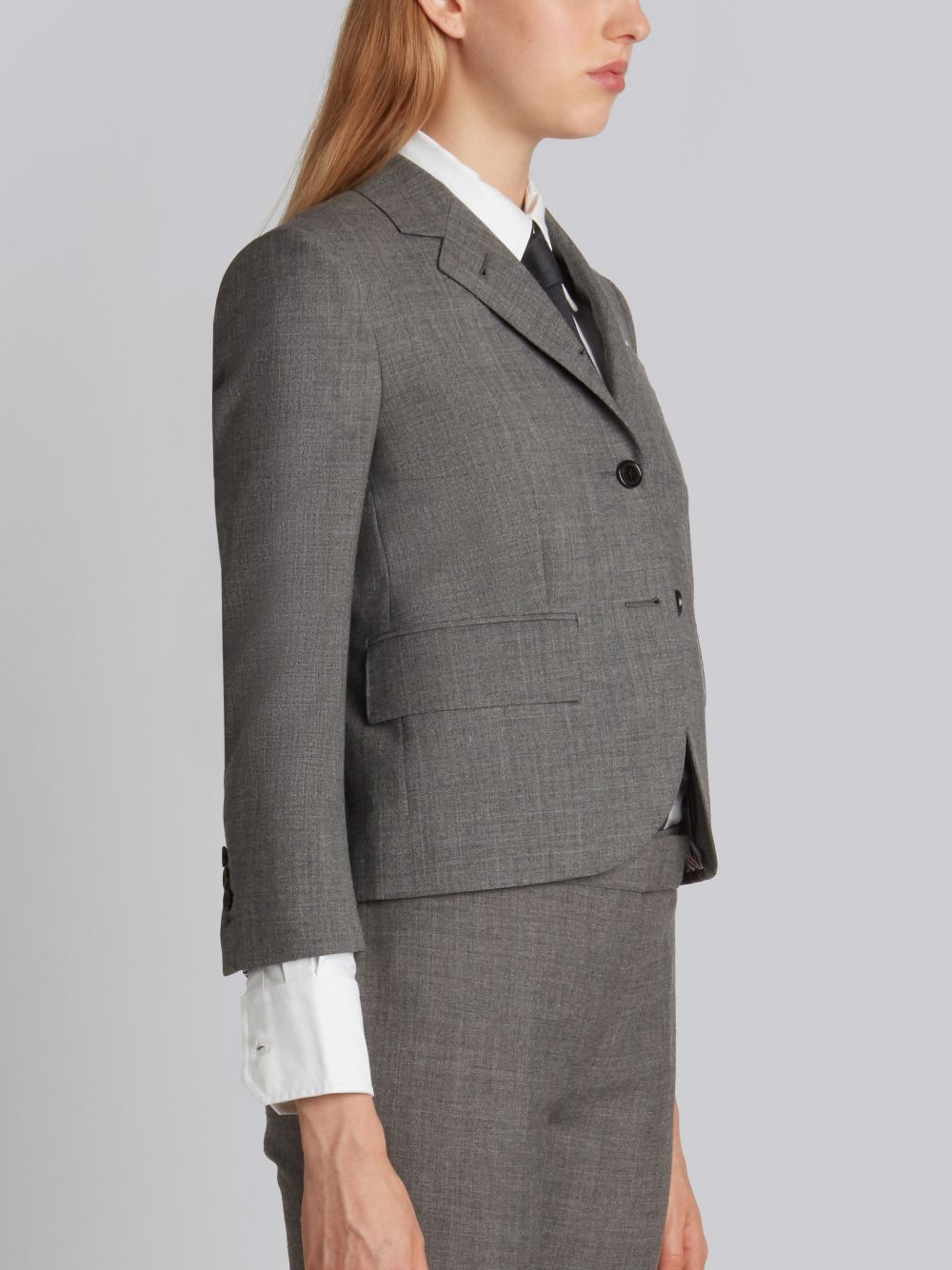 Manteaux Thom Browne Medium 2-ply Wool Fresco High Armhole Single Breasted Sport Femme Grise | EHA43B89252