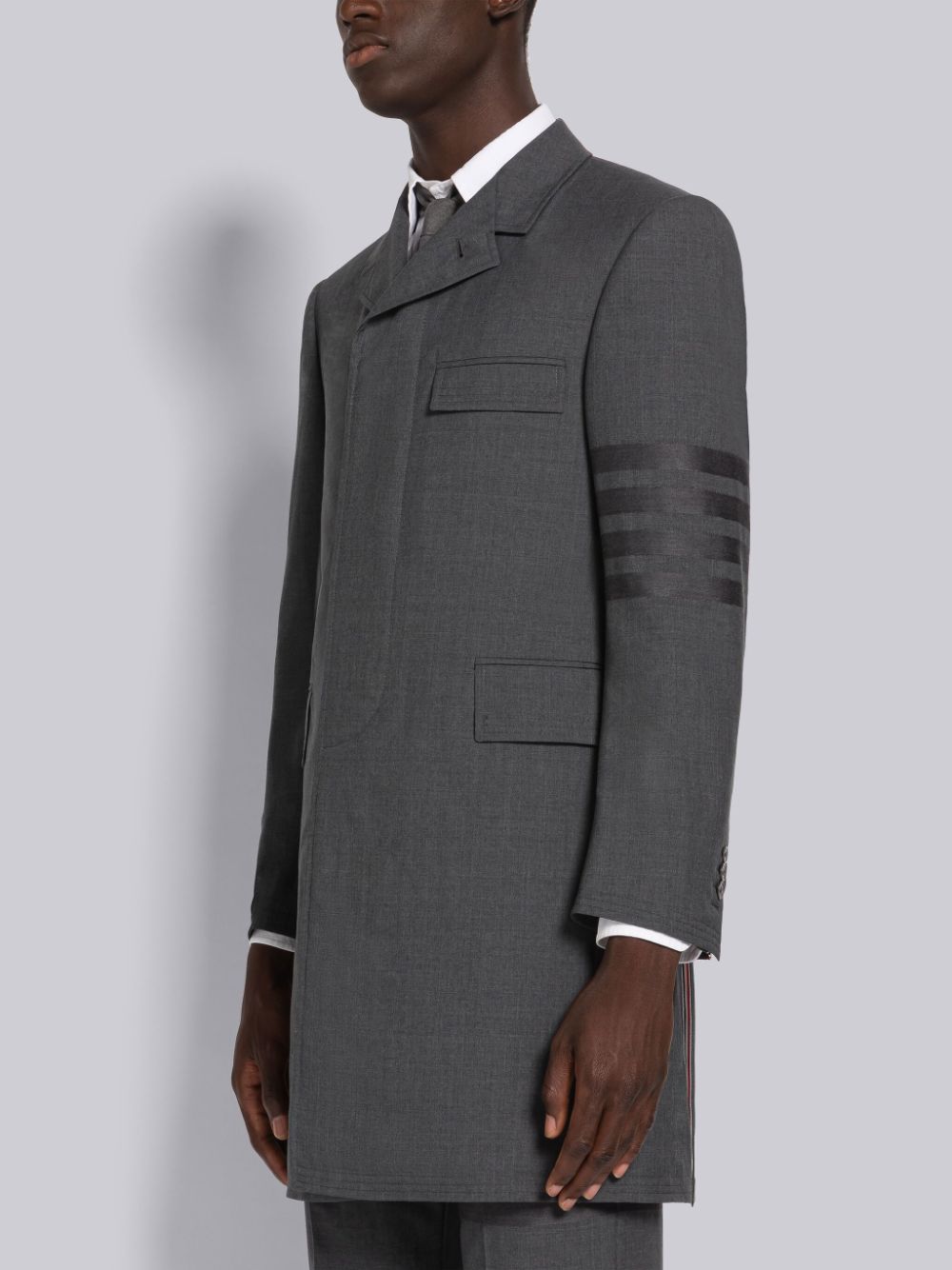 Manteaux Thom Browne PLAIN WEAVE 4-BAR CHESTERFIELD Homme Grise | BBU66U34015