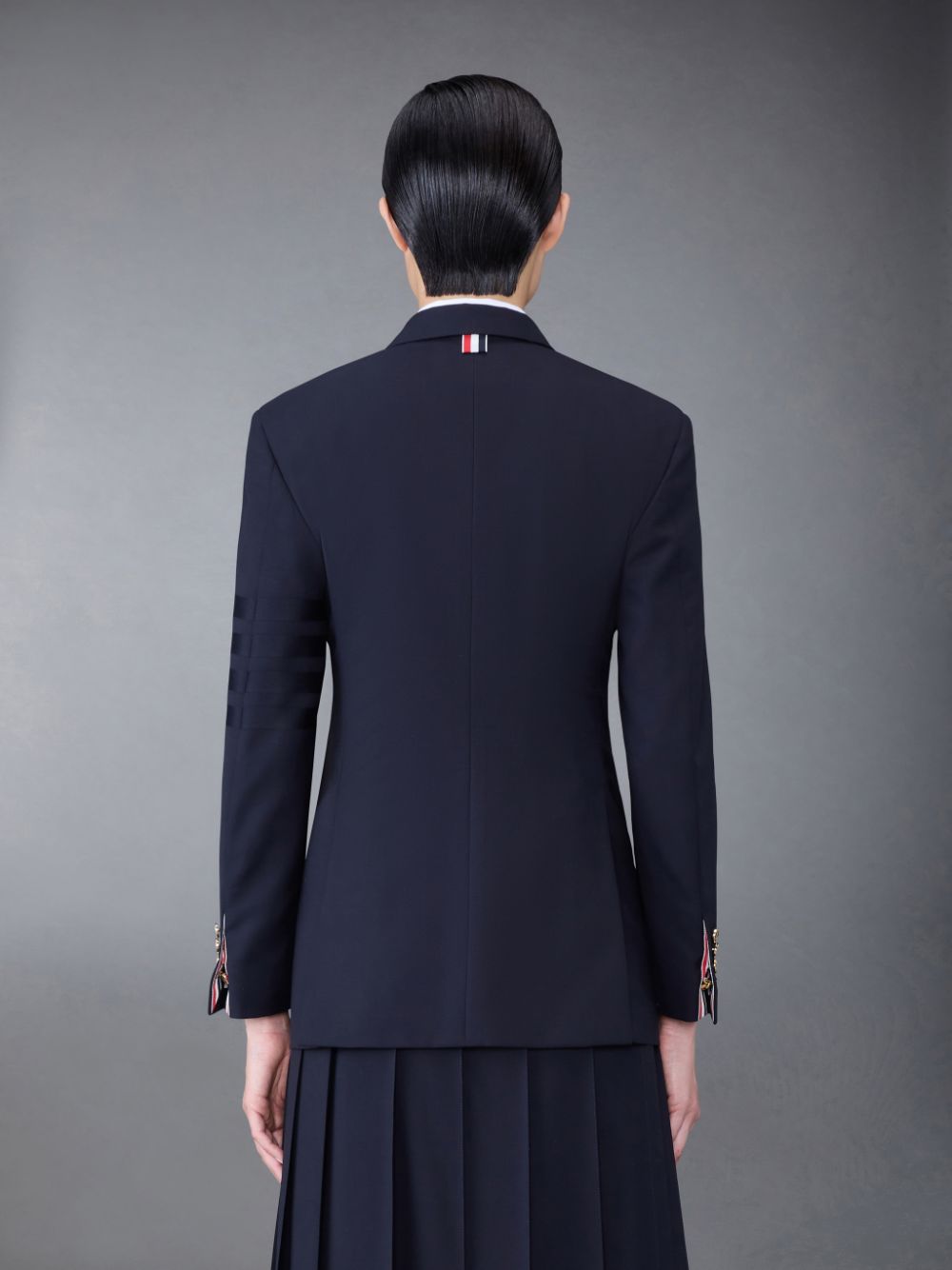 Manteaux Thom Browne Plain Weave 4-Bar Elongated Single Button Sport Femme Bleu | VAM87I91522