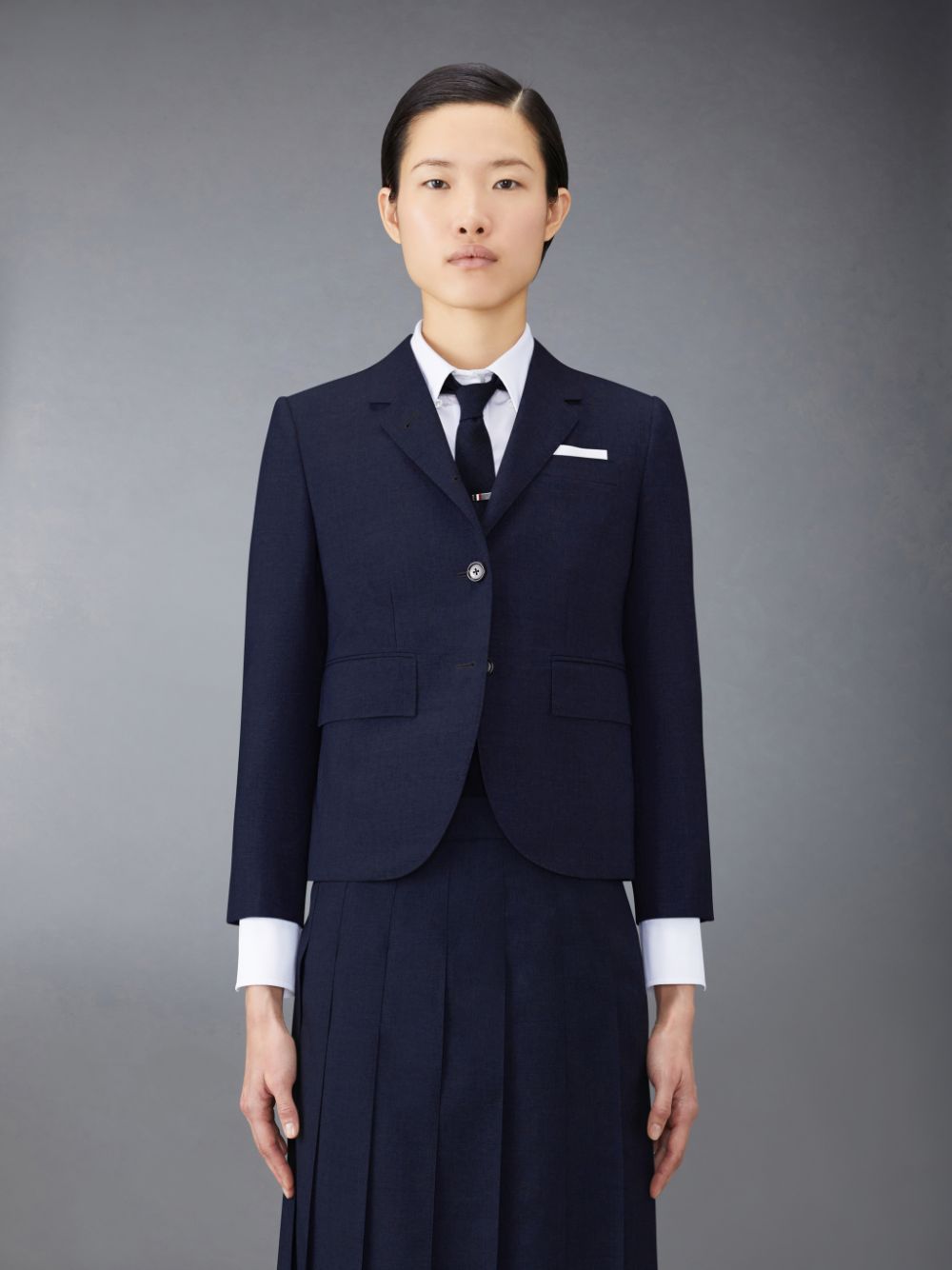 Manteaux Thom Browne Plain Weave School Uniform High Armhole Sport Femme Bleu | BGS90F27358