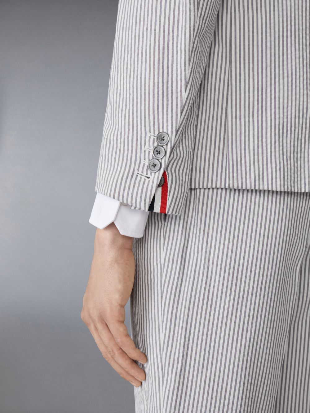 Manteaux Thom Browne Seersucker Classic Sport Homme Blanche | FVG92S90852