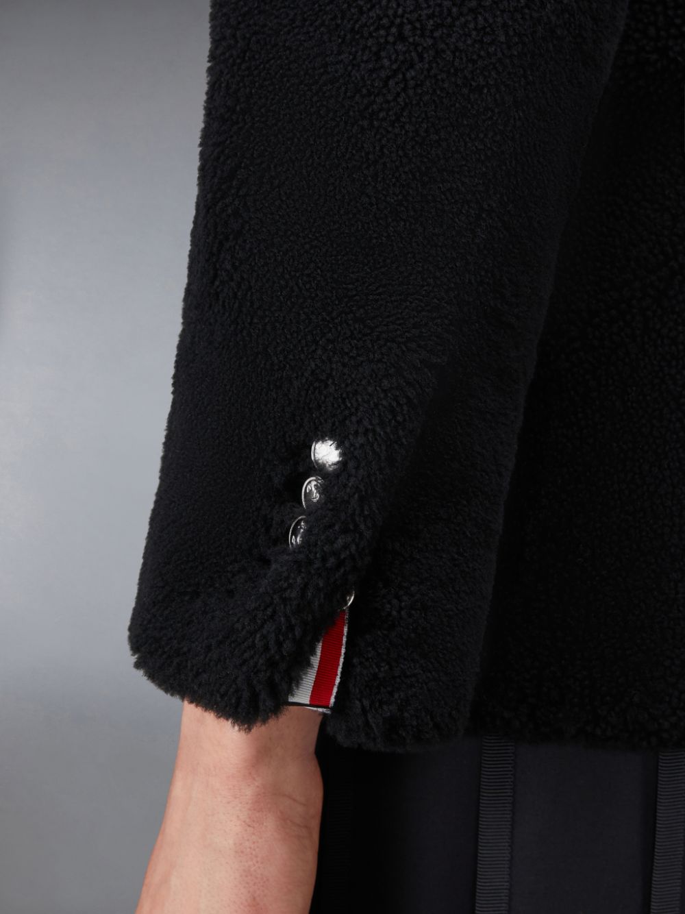 Manteaux Thom Browne Shearling 4-Bar Peacoat Homme Noir | RZL72N24475