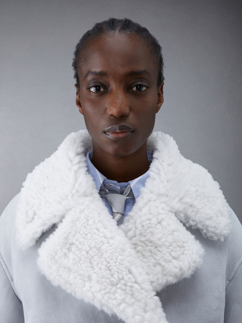 Manteaux Thom Browne Shearling Pea Femme Grise | JJA40K47397